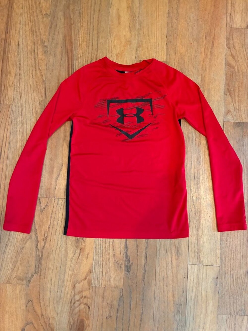 Under Armour Boys HeatGear Fitted Long Sleeve Baseball Red Black Small